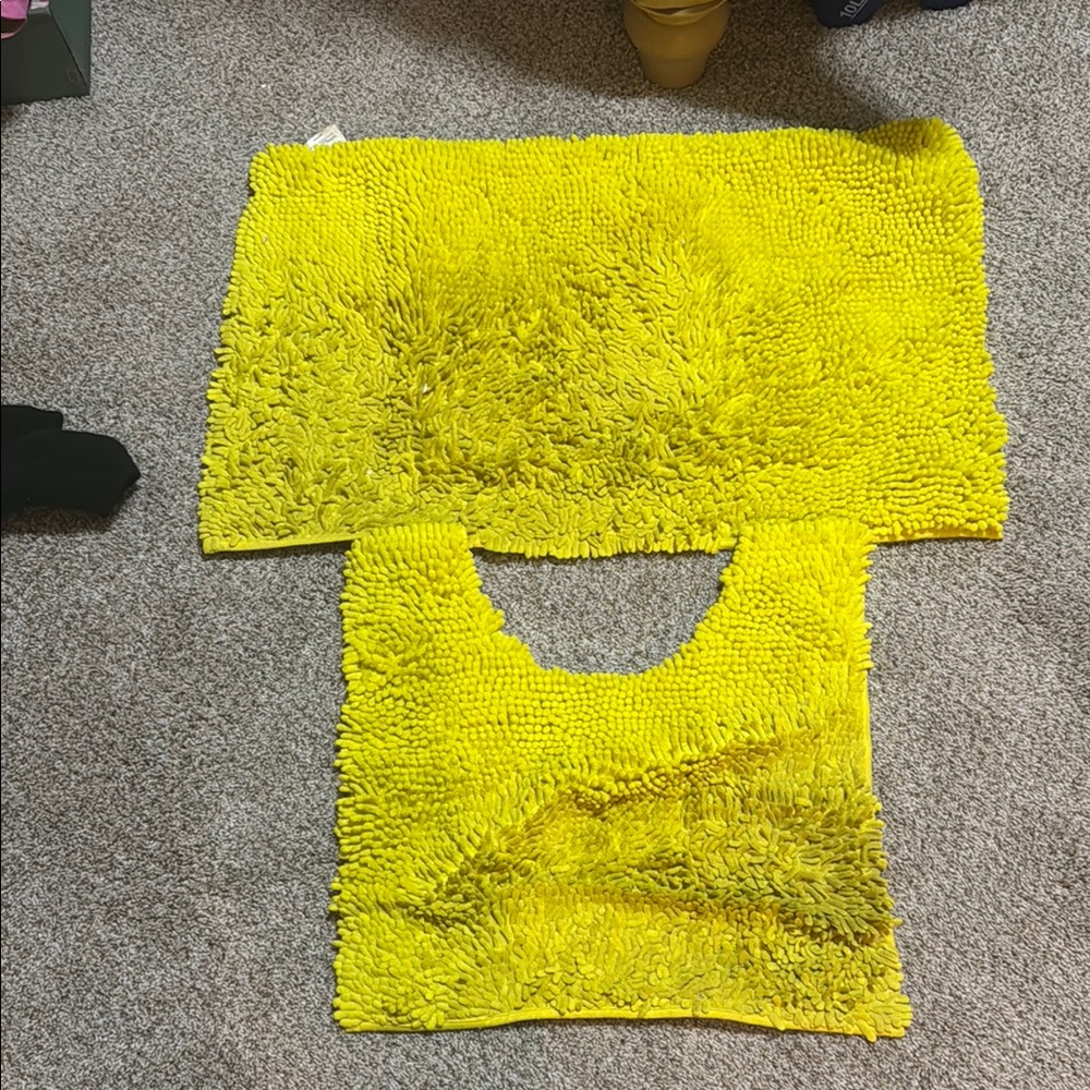 Bright Yellow Bathroom Rug Set